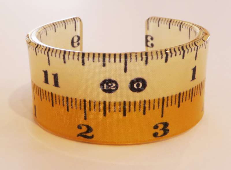 White and Yellow Tape Measure Double Cuff